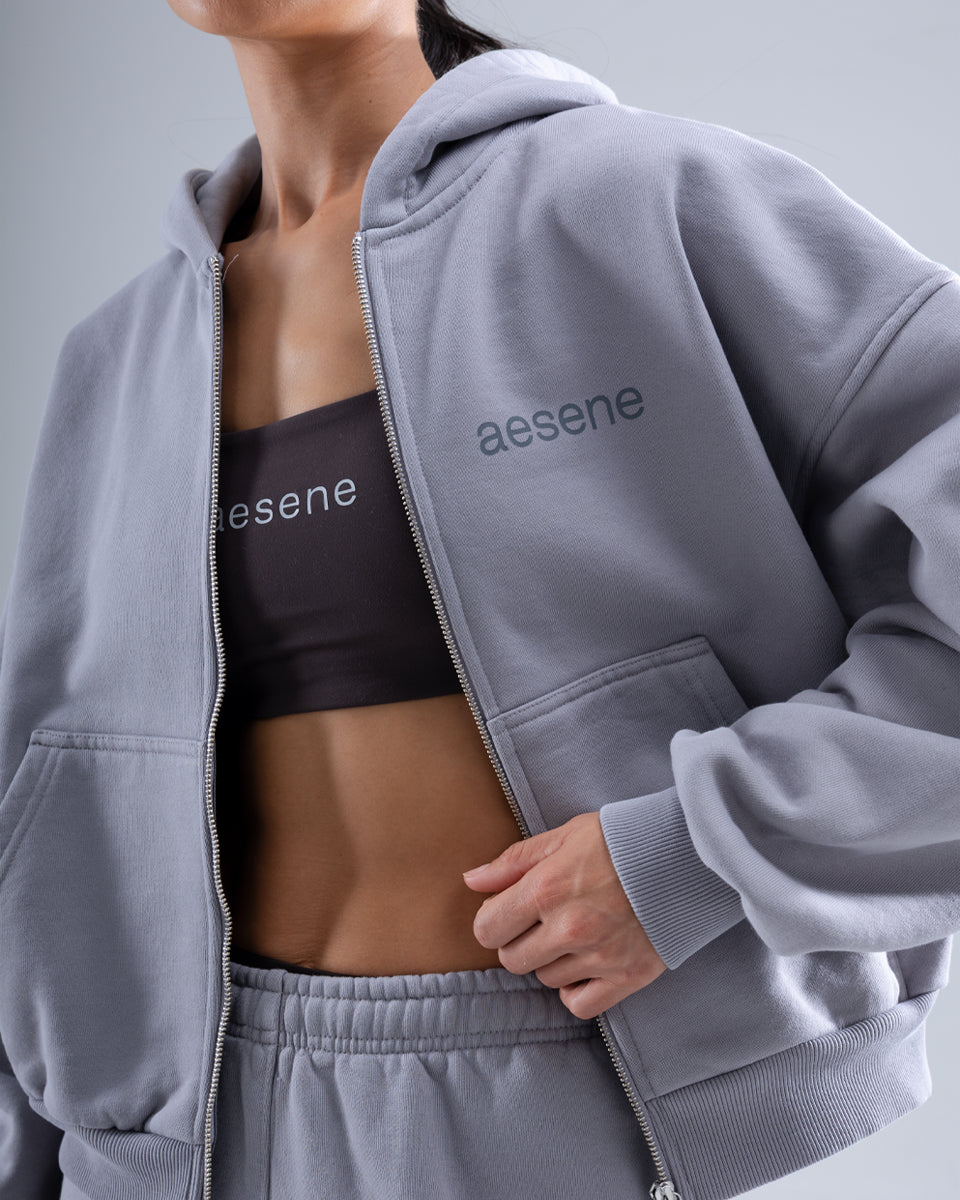 Zip Through Hoodie — Mist