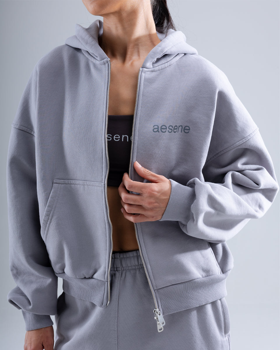 Zip Through Hoodie — Mist