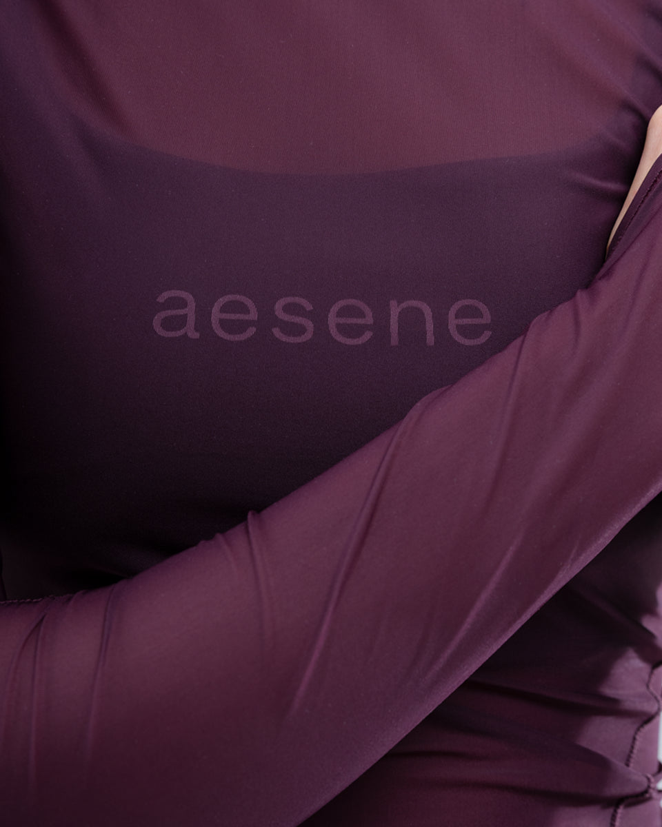 Mesh Long Sleeve Top — Plum