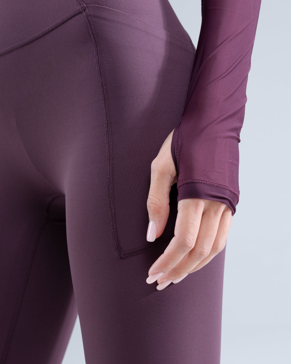 Mesh Long Sleeve Top — Plum