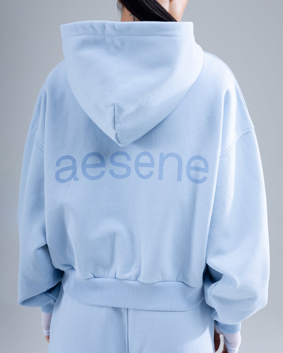 Zip Through Hoodie — Light Blue