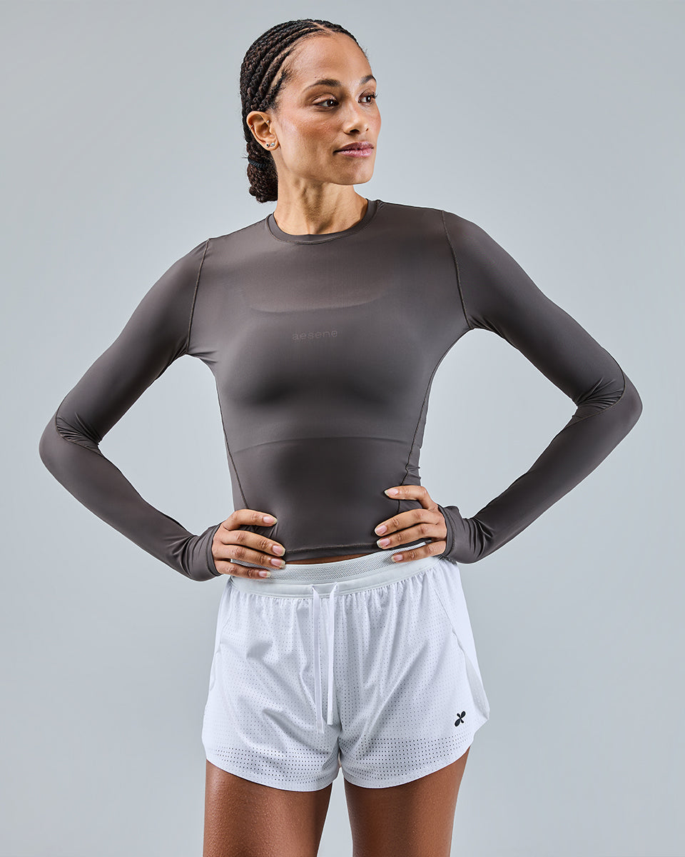 AirTouch Mesh Long Sleeve Top — Cool Brown