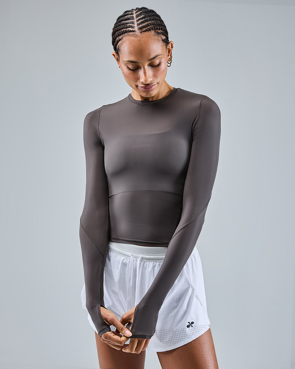 AirTouch Mesh Long Sleeve Top — Cool Brown
