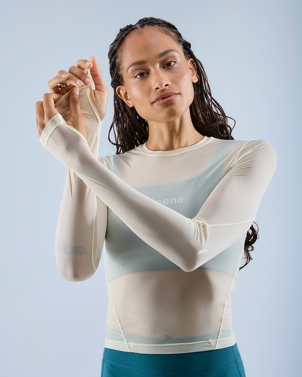 Mesh Long Sleeve Top — Butter Yellow