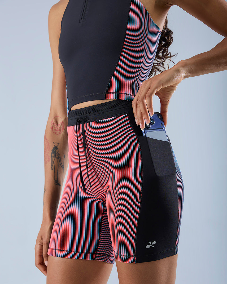 Tempo Short — Black / Red / Teal