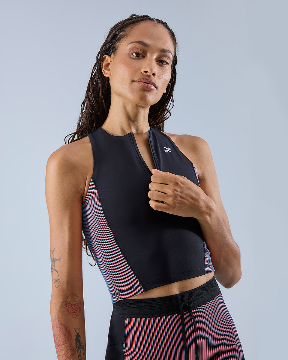 Tempo Tank — Black / Red / Teal