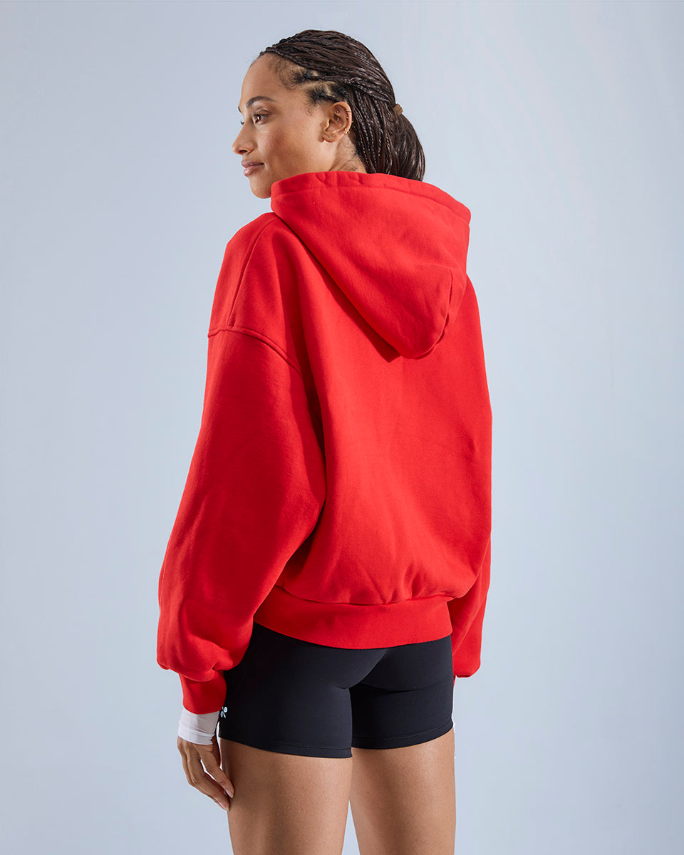 Zip Through Hoodie — True Red