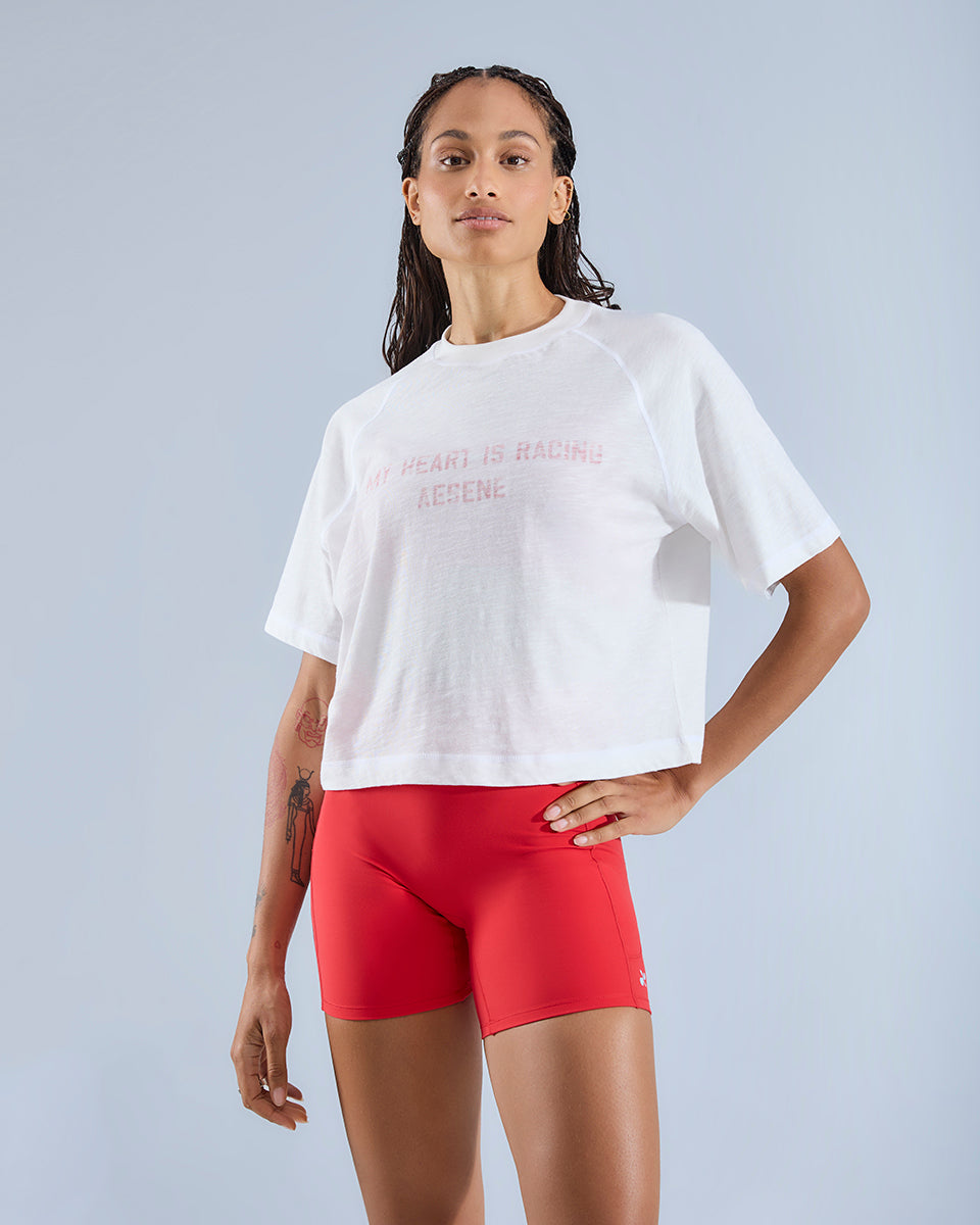 Heart Racing Short Sleeve T-Shirt — White / Red
