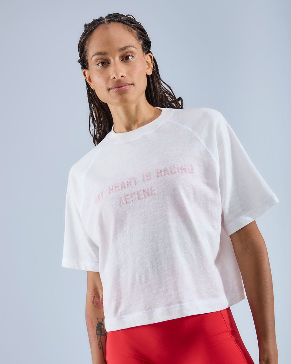 Heart Racing Short Sleeve T-Shirt — White / Red