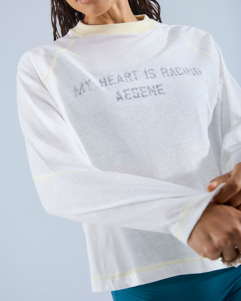 Heart Racing Long Sleeve T-Shirt — White / Butter Yellow