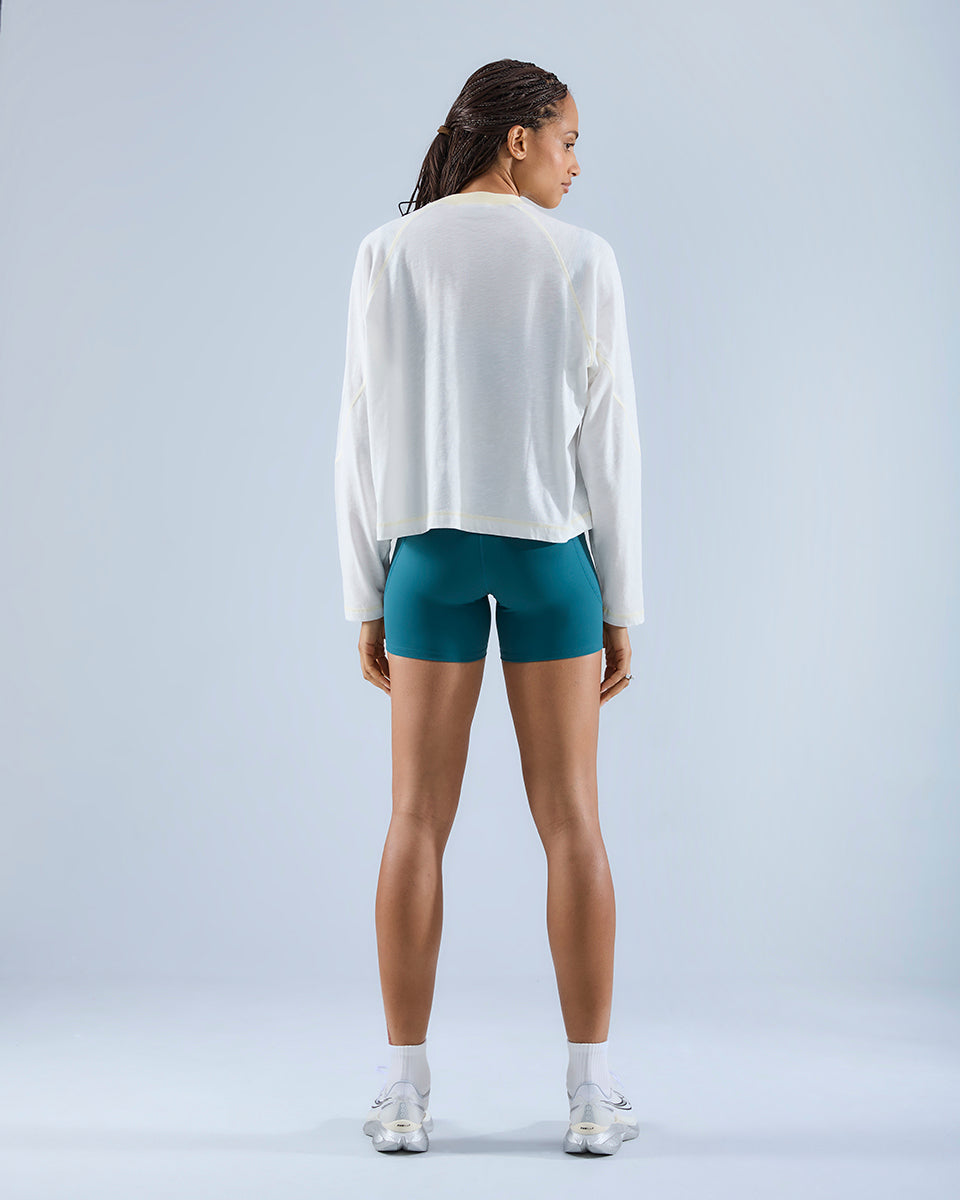 Heart Racing Long Sleeve T-Shirt — White / Butter Yellow