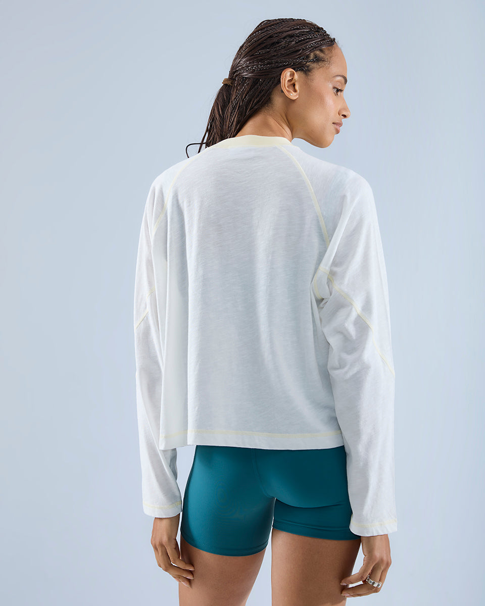 Heart Racing Long Sleeve T-Shirt — White / Butter Yellow