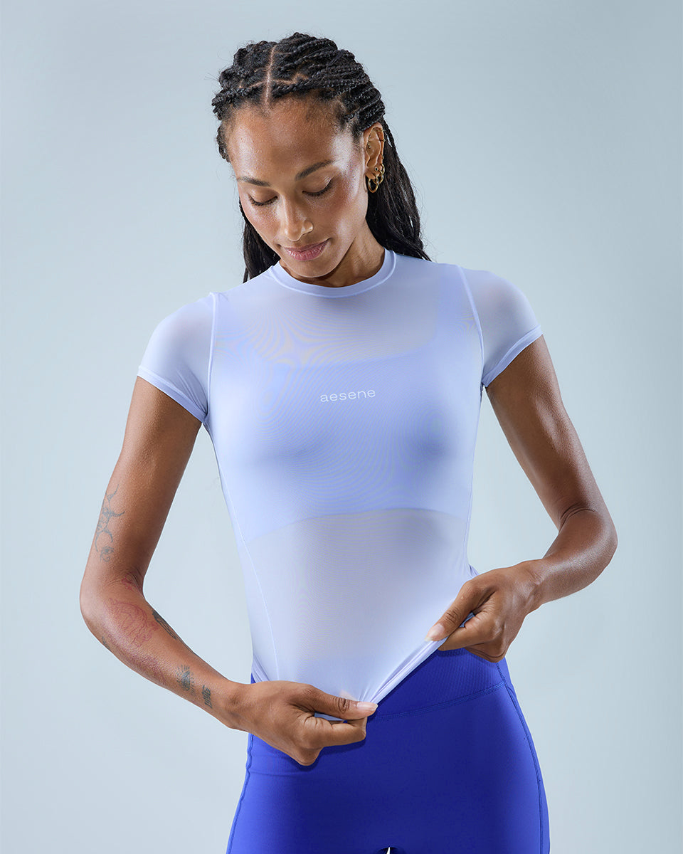 AirTouch Mesh Short Sleeve Top — Lilac