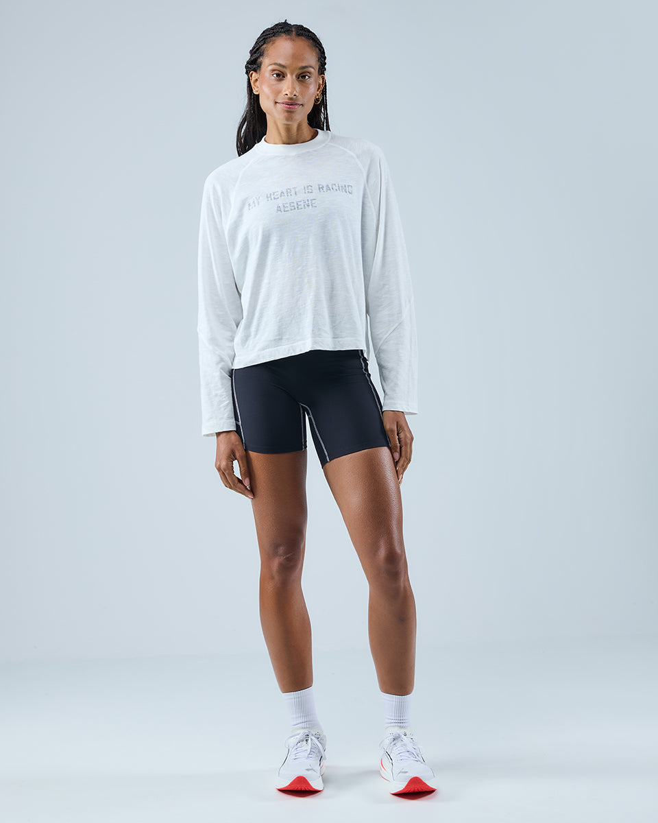 Heart Racing Long Sleeve T-Shirt — White / Grey