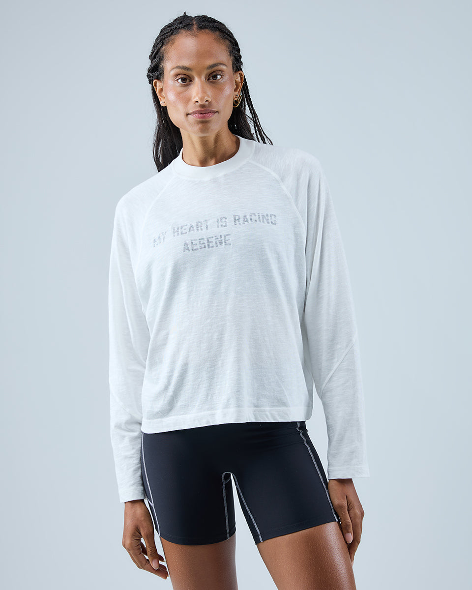 Heart Racing Long Sleeve T-Shirt — White / Grey