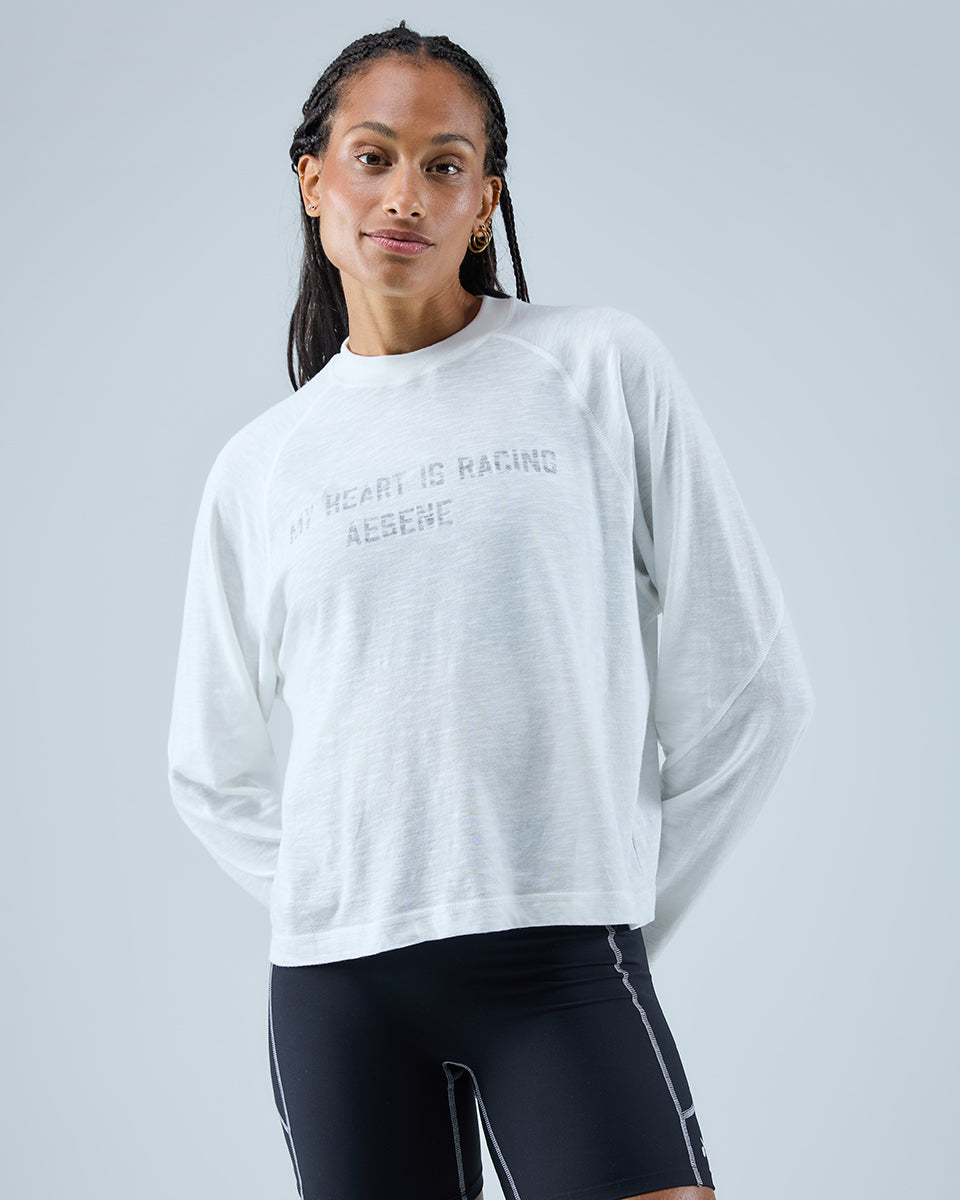 Heart Racing Long Sleeve T-Shirt — White / Grey