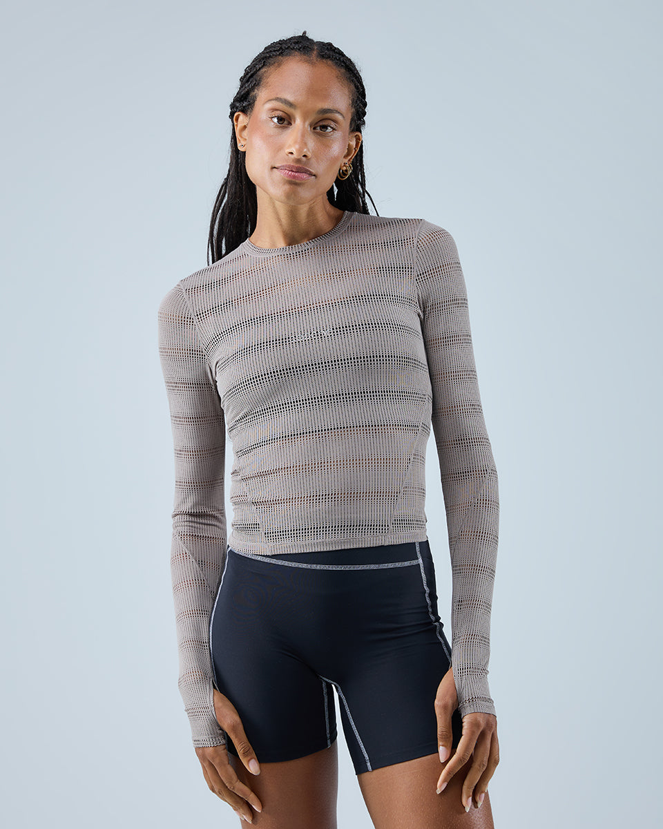 Ultra Mesh Long Sleeve Top — Driftwood