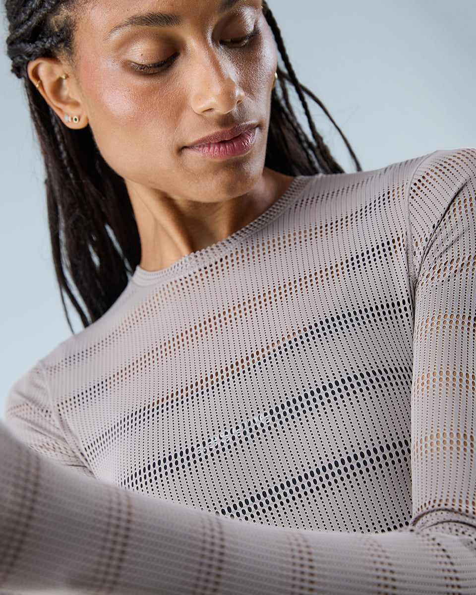 Ultra Mesh Long Sleeve Top — Driftwood