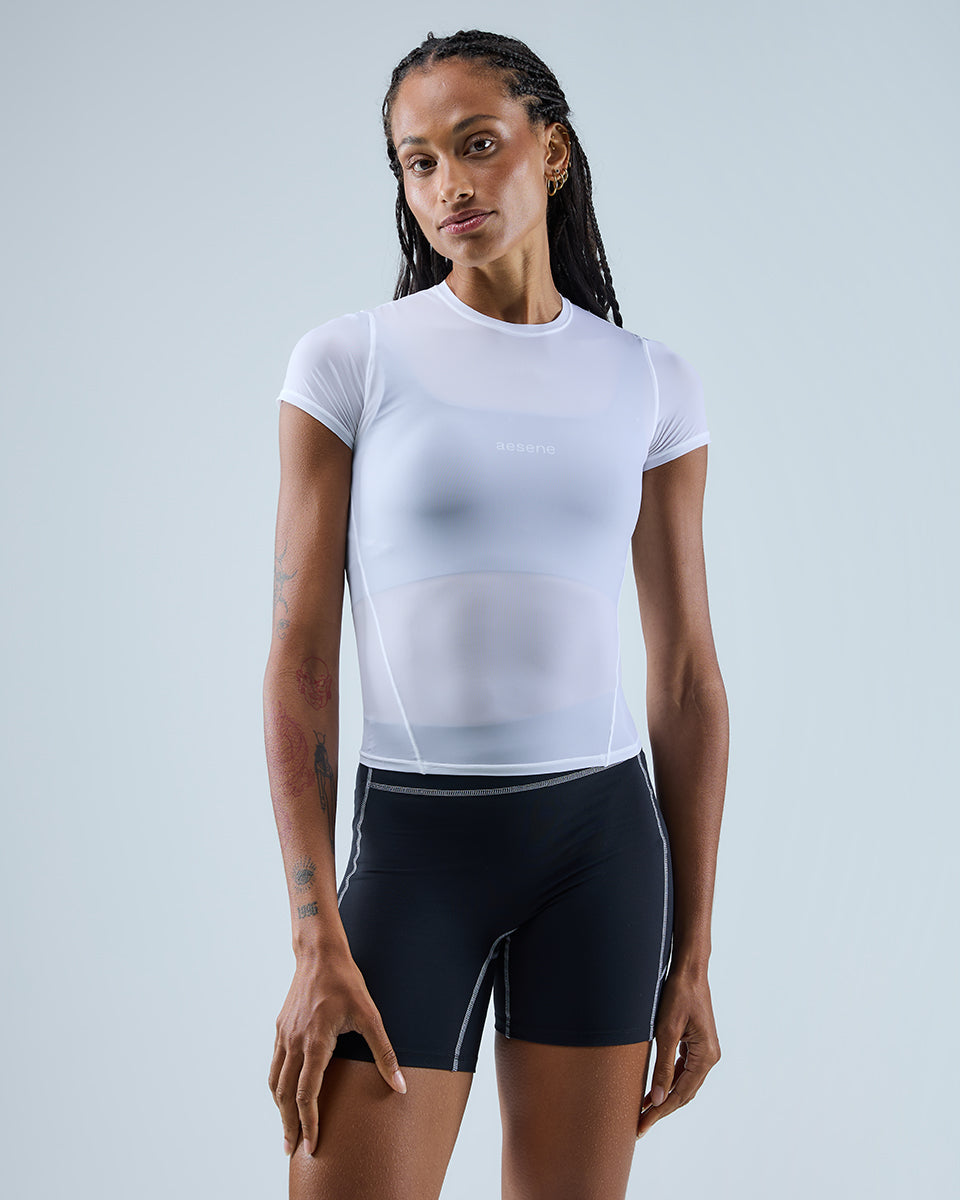AirTouch Mesh Short Sleeve Top — White