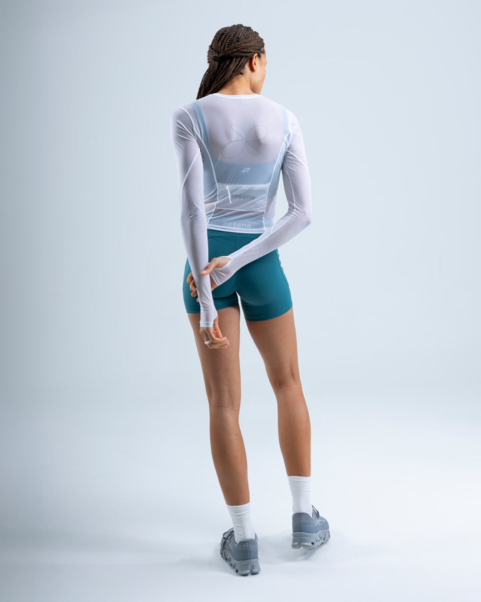 Mesh Long Sleeve Top — White