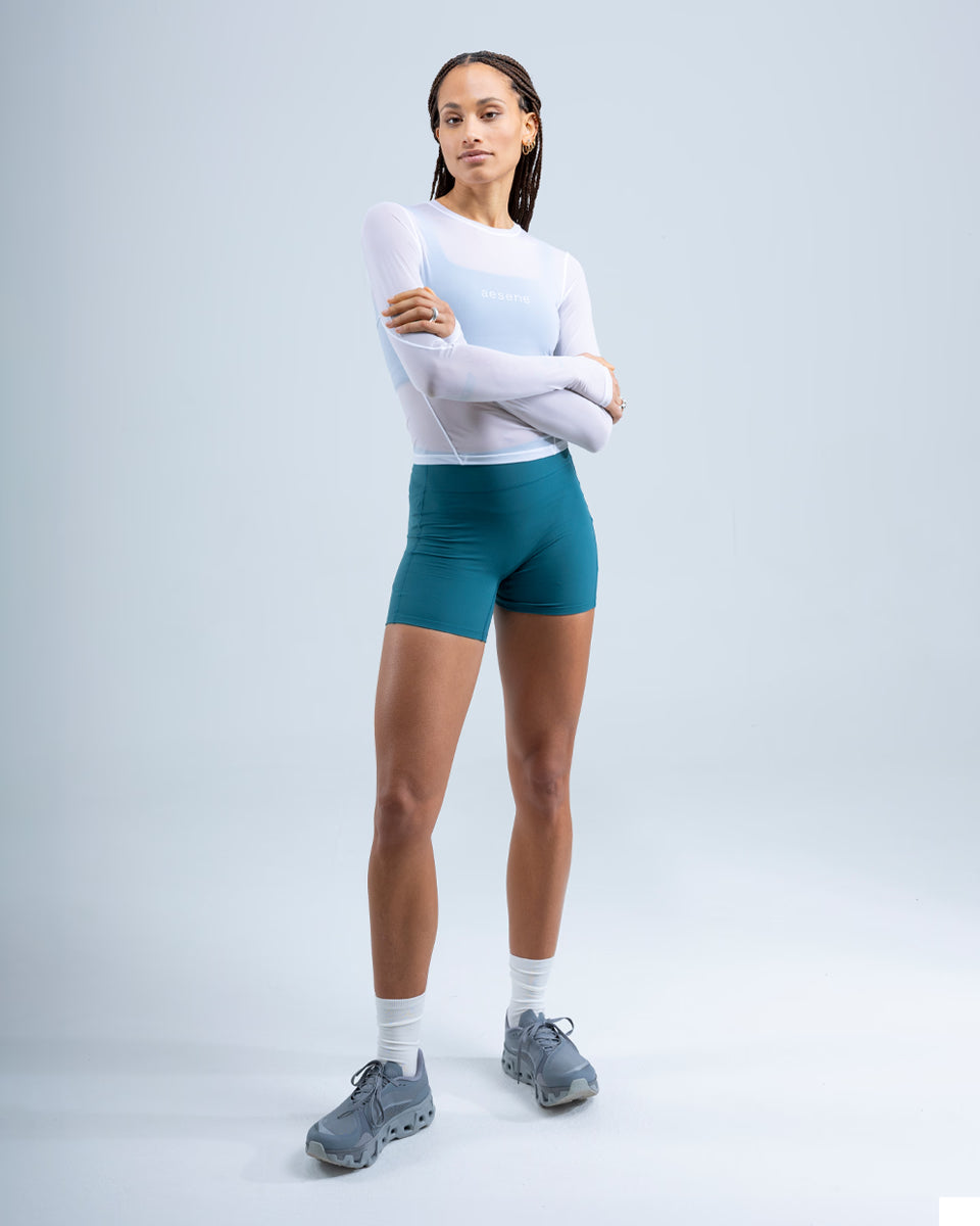 Mesh Long Sleeve Top — White