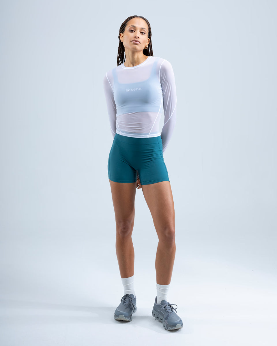 Mesh Long Sleeve Top — White