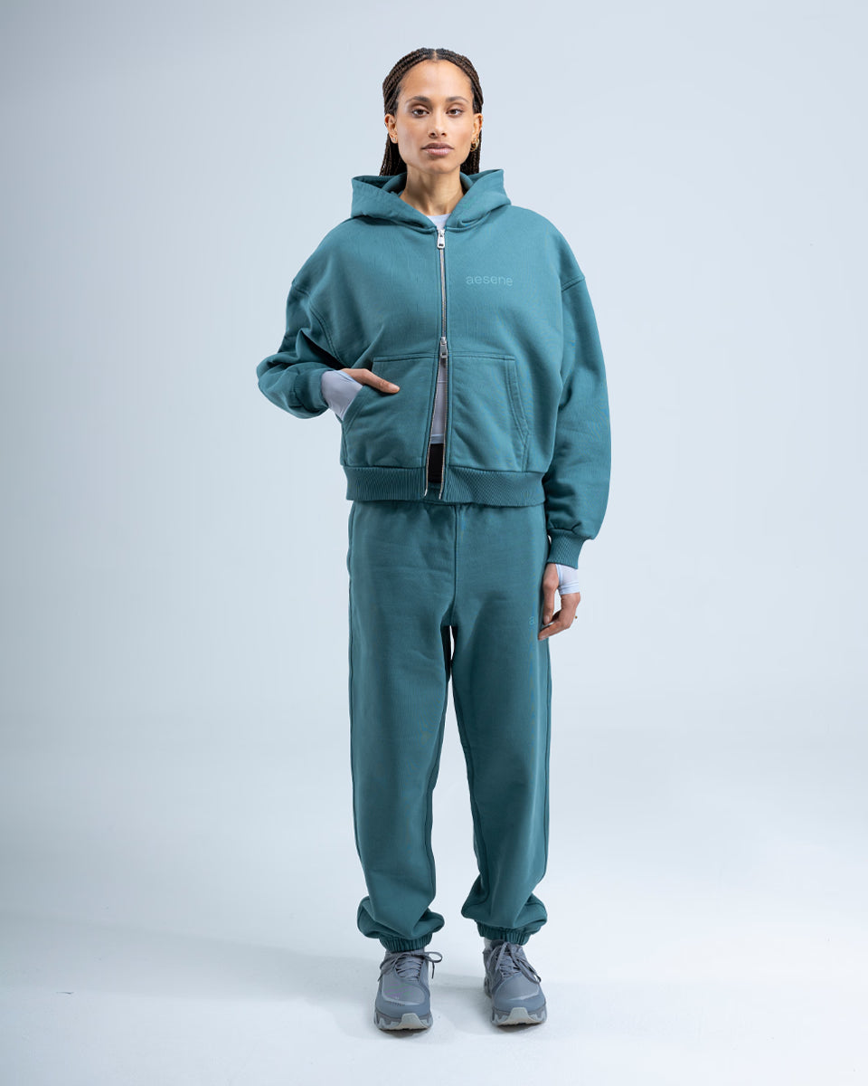 Zip Through Hoodie — Teal