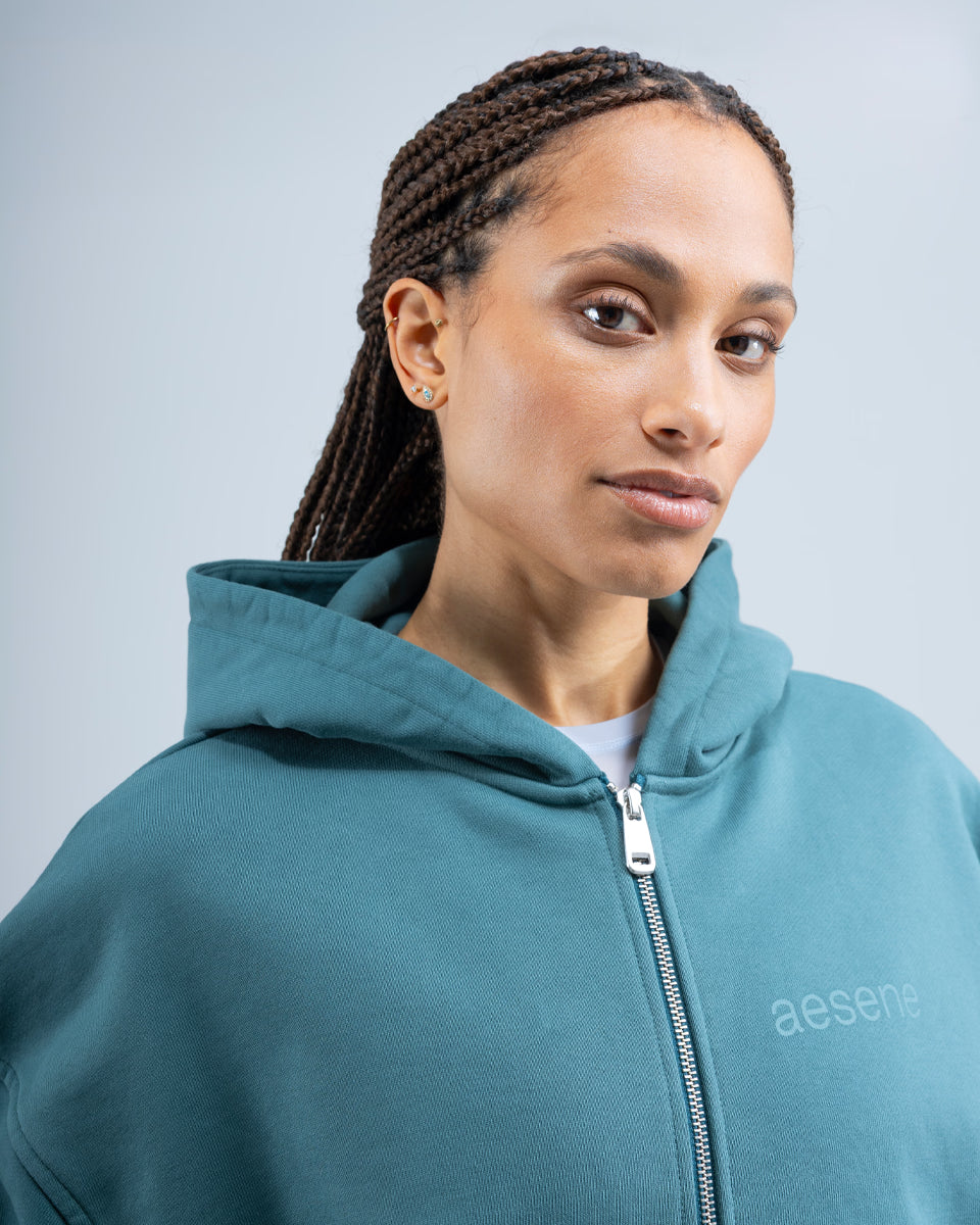 Zip Through Hoodie — Teal